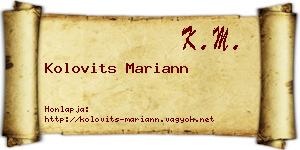 Kolovits Mariann névjegykártya