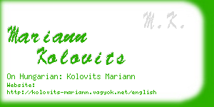 mariann kolovits business card